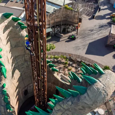 Chessington World of Adventures Resort prepares to reopen - Engineer climbs Croc Drop