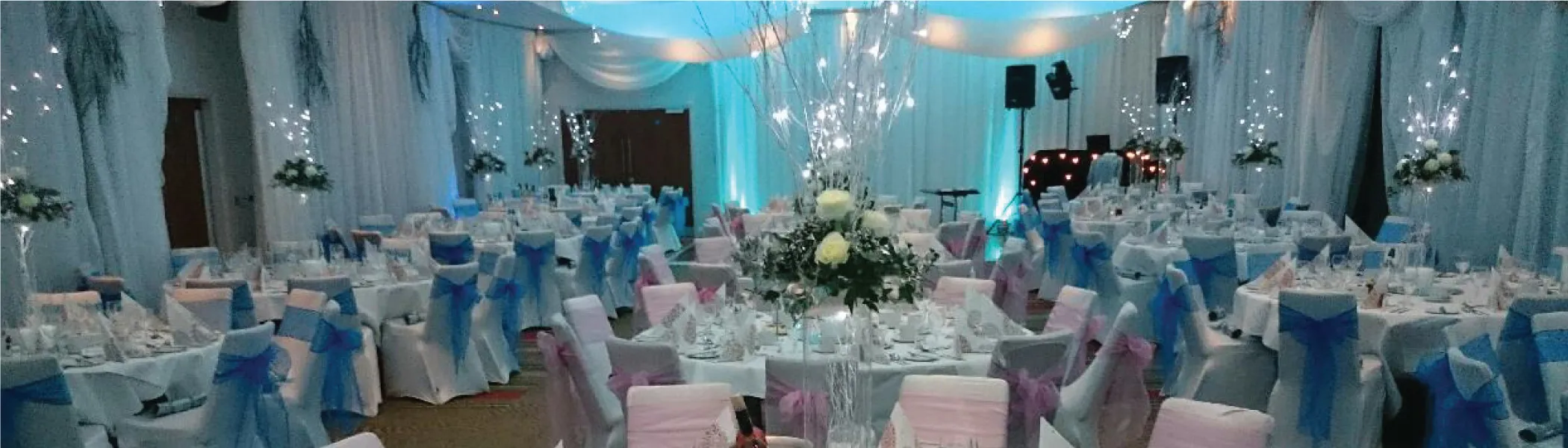 Event room with decorated tables